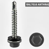 Edelstahlschrauben 6,5x50mm für Holz UK, D22, RAL7016 lackiert, 100 Stück